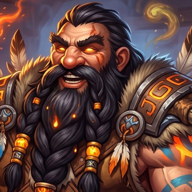 Close-up of Dagnar grinning, eyes glowing